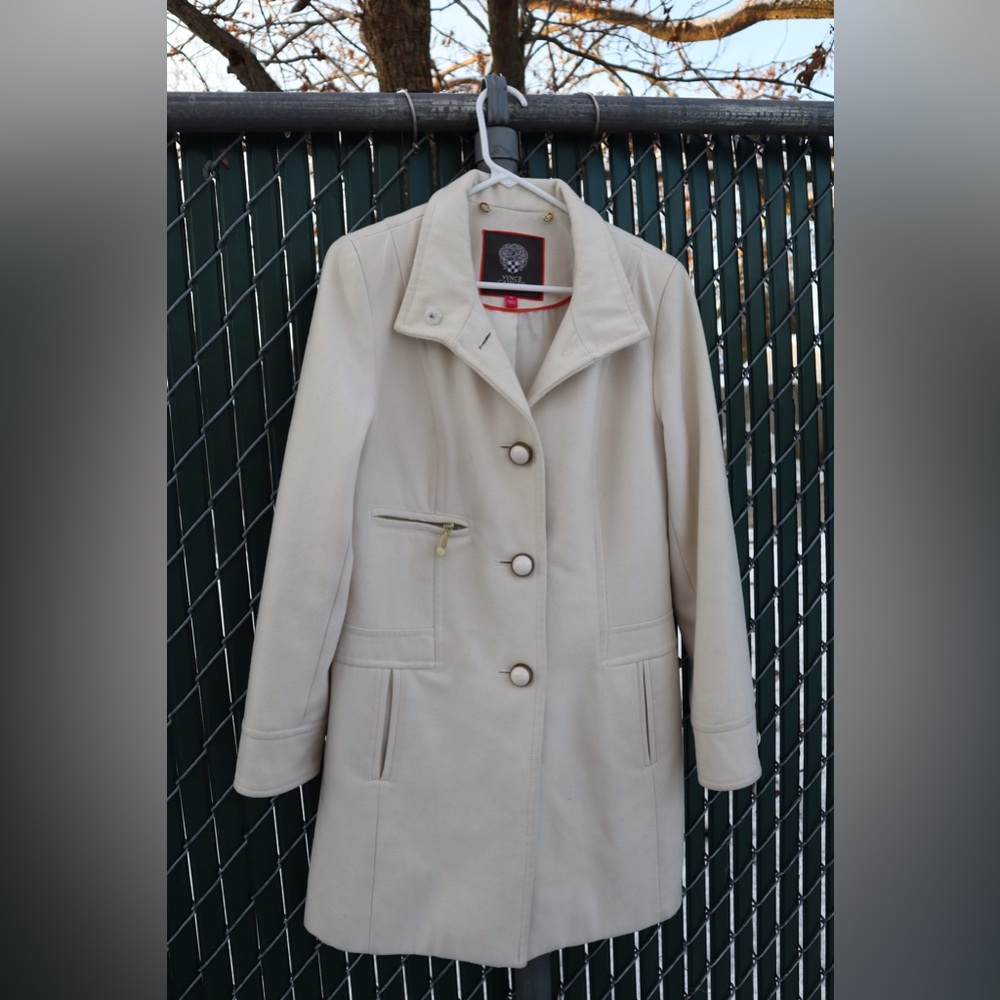 Vince Camuto Cream Coat With Gold Buttons And Pockets. #wintercoat